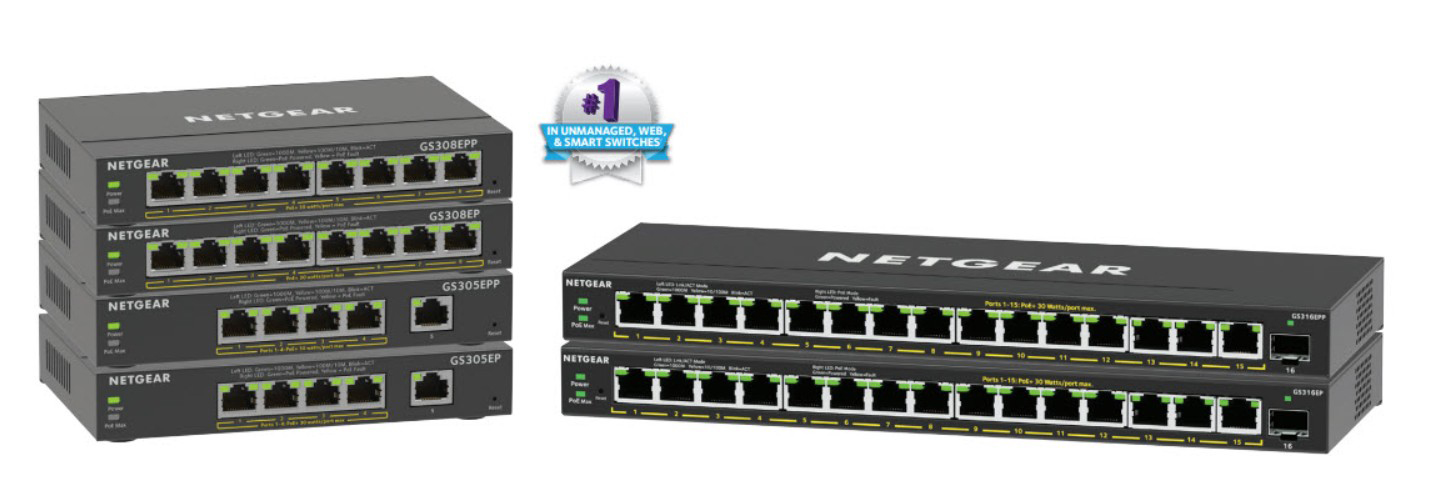 Netgear GS316EP 16-Port PoE+ Gigabit Ethernet Plus Switch 180W